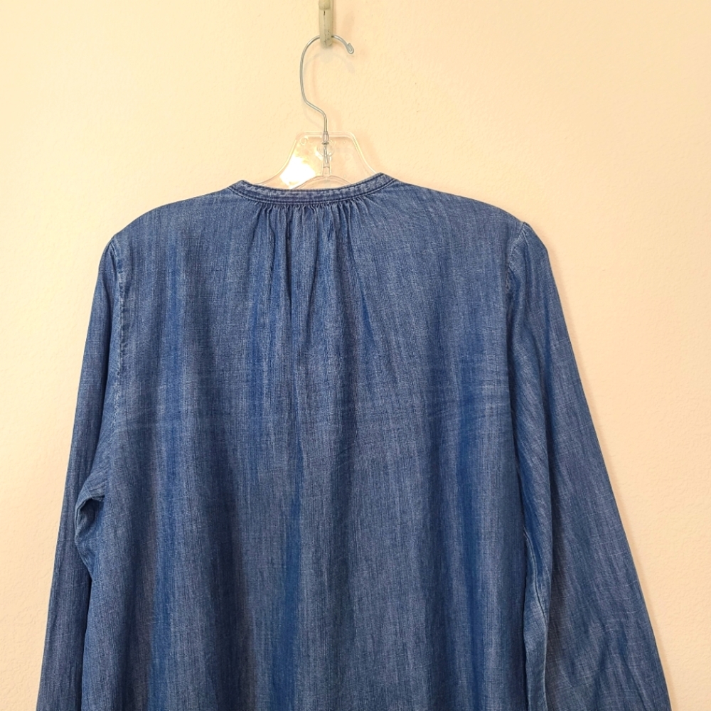 MADEWELL Denim Chambray Tie Poplin Shirt Top - Picture 11 of 11